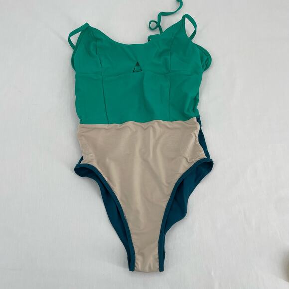 Summersalt The Swan Dive Green Teal Seaglass Seaweed Keyhole One Piece Swimsuit - Picture 10 of 13
